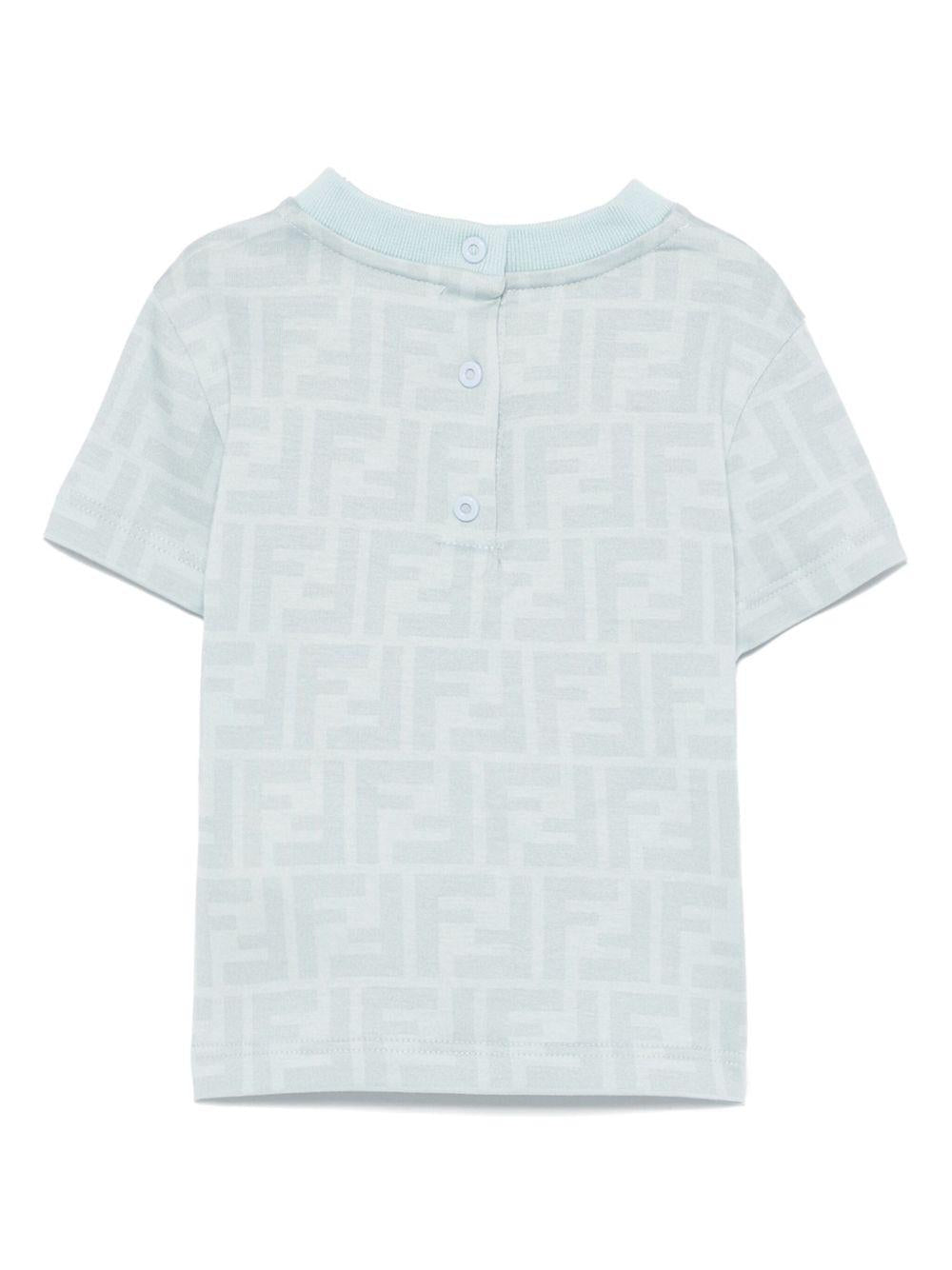 T-shirt per neonato Fendi Kids azzurro con stampa FF BUI097 ATRV F1EPR FENDI KIDS 
