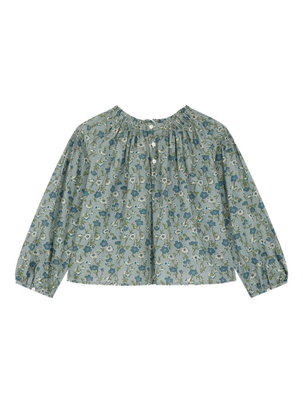 Blusa per bambina Bonpoint verde con stampa a fiori W05GBLW00022 543 BONPOINT 