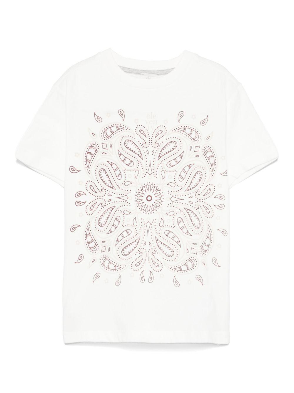 T-shirt con stampa paisley per bambino Eleventy Kids bianc con orlo dritto EW8P11 Z1292 101BD ELEVENTY KIDS 