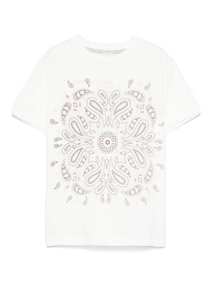 Eleventy Kids White Paisley Print T-Shirt with Straight Hem