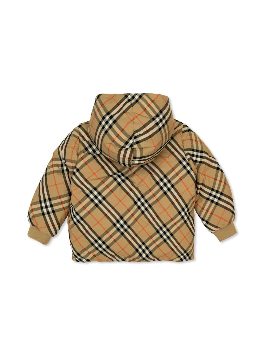 Bomber reversibile con cappuccio per bambino Burberry Kids beige con polsini elasticizzati 8092462 B9368 BURBERRY KIDS 