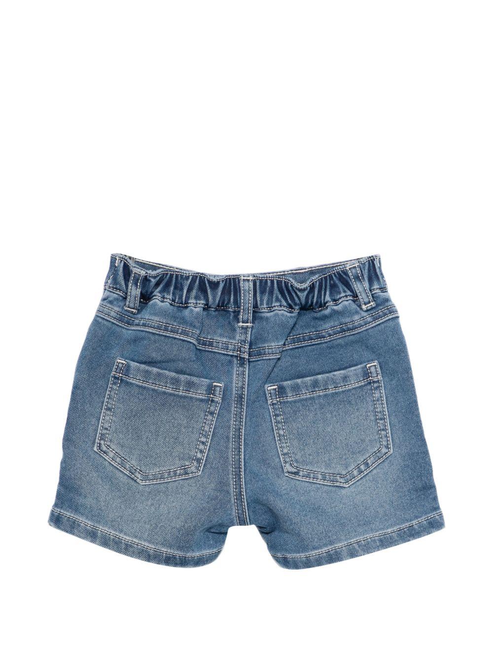 Shorts per neonato Moschino Kids denim con applicazione orso MUQ01PLDE17 40507 MOSCHINO KIDS 