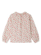 Blusa per bambina Bonpoint Gentile beige con stampa ciliegie W04GBLW00015 627 BONPOINT 