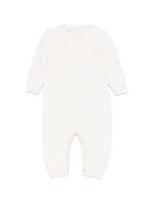 Elisabetta Franchi La Mia Bambina white baby girl romper with diamond pattern