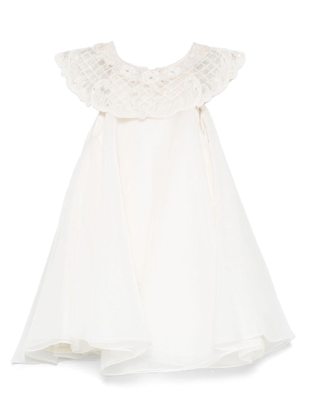 Abito per neonata MAISON AVA bianco con colletto a contrasto MA-SS25-GL02 IVORY MAISON AVA 