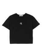T-shirt con stampa per bambina Calvin Klein Kids nero con scollo rotondo IG0IG02136 BEH CALVIN KLEIN KIDS 