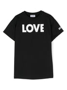 T shirt nera per bambina Moschino con stampa LOVE bianca HDV0FULCA61 60100 MOSCHINO KIDS 