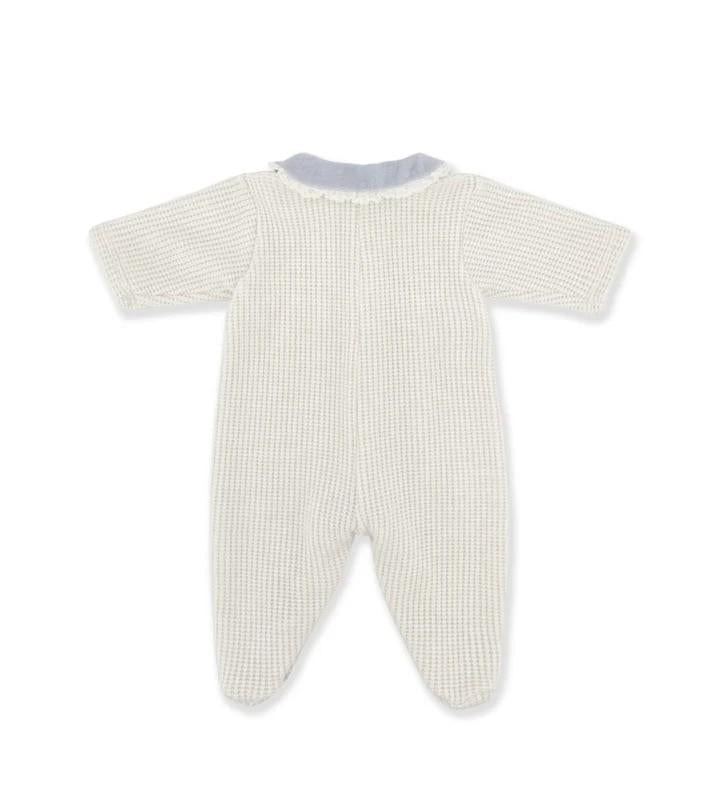 Tutina per neonato La Stupenderia bianca con colletto ricamato azzurro 1TBTT10 M20L24 LA STUPENDERIA 