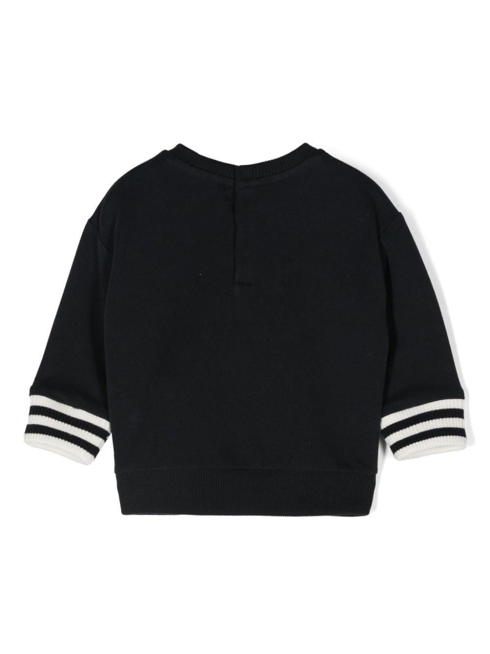 Felpa per neonato Emporio Armani Kids blu con logo-toppa e bordo a righe 6DHMJ7 4J6UZ 0920 EMPORIO ARMANI KIDS 
