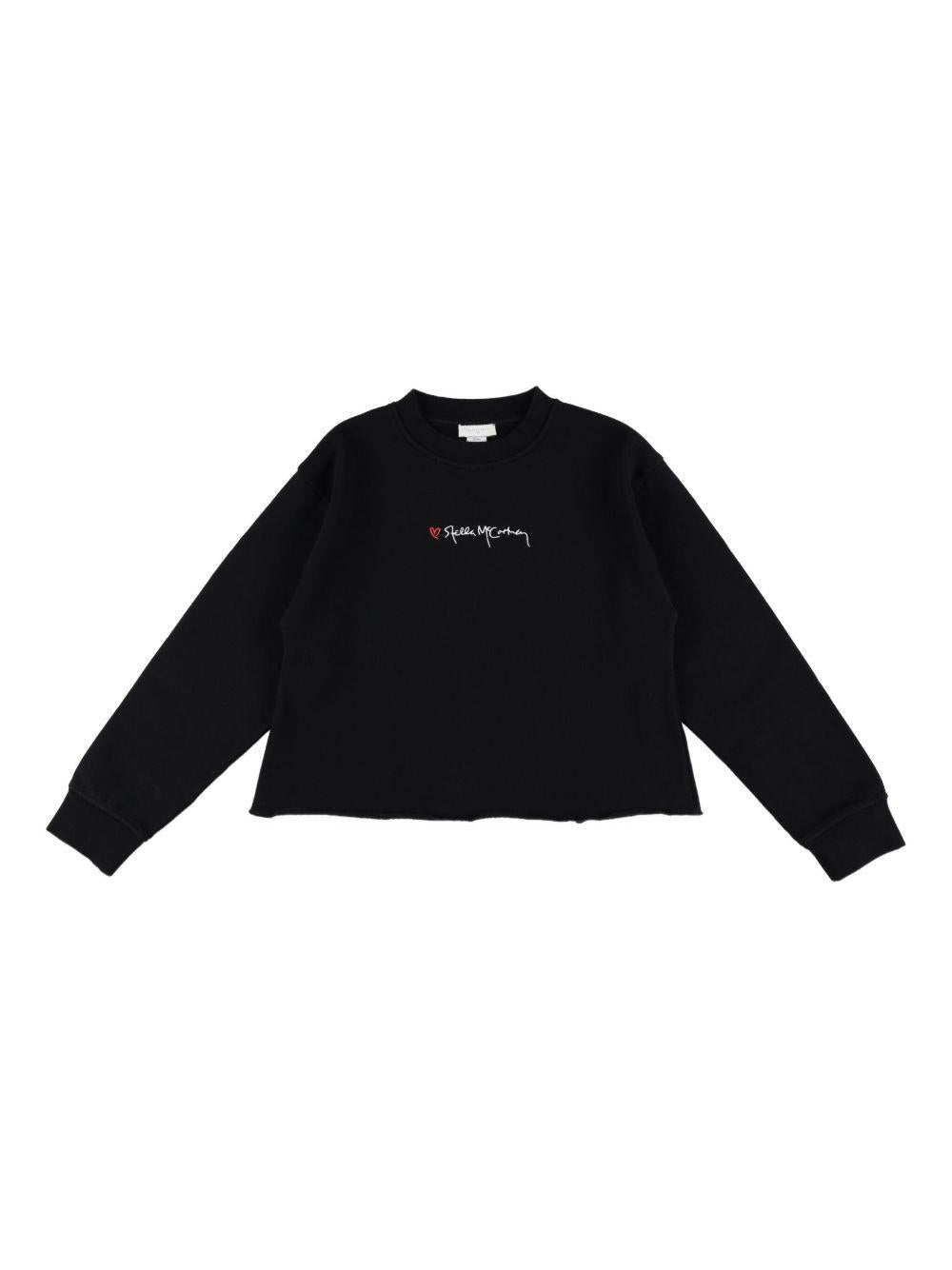 Felpa per bambina Stella McCartney Kids nera con logo ricamato sul davanti TX4C50 Z0453 961 STELLA McCARTNEY KIDS 