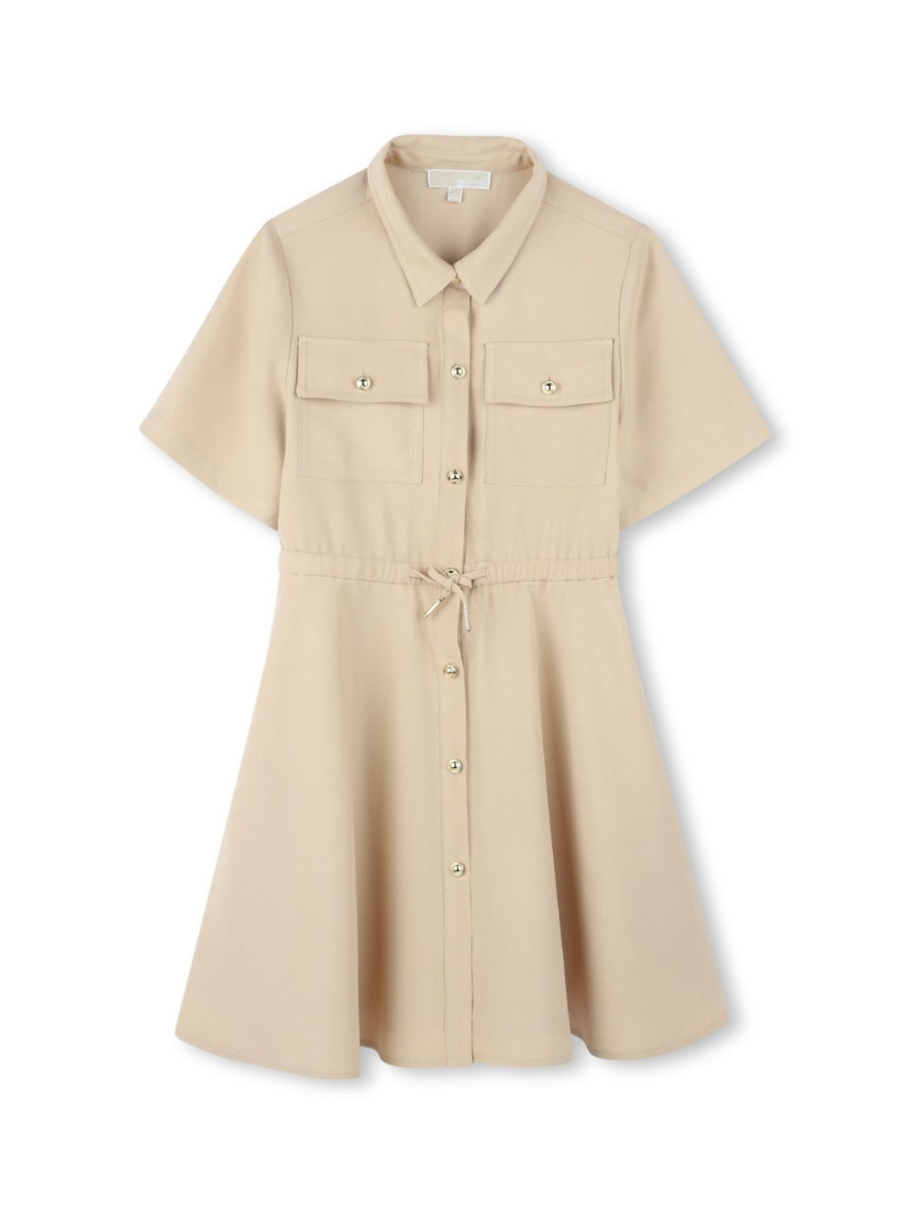Abito con coulisse per bambina Michael Kors Kids beige con colletto classico R30347 215 MICHAEL KORS KIDS 