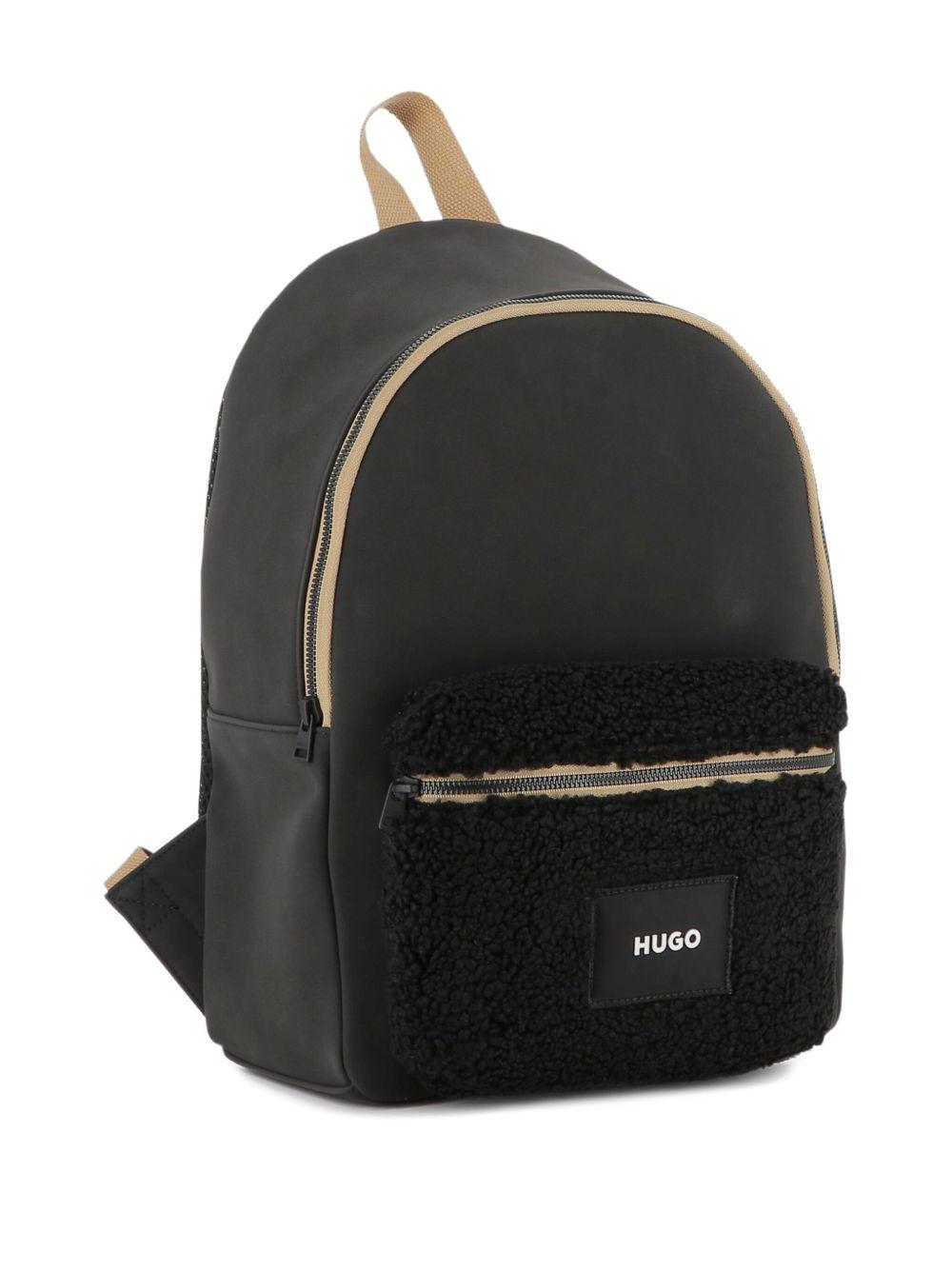 Zaino Rucksack per bambino Hugo Kids nero con applicazione frontale con logo G00559 09B Hugo 