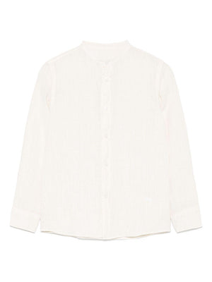 Camicia in lino per bambino Paolo Pecora Kids beige con logo ricamato