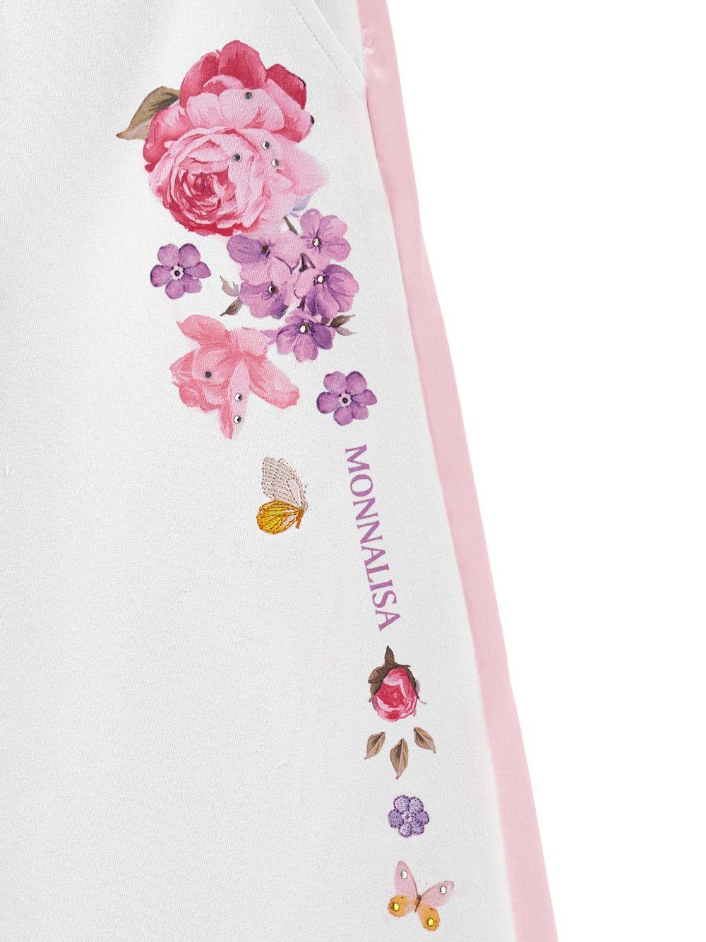 Pantaloni sportivi per bambina Monnalisa bianchi a fiori 19G405 7007 0099 MONNALISA 