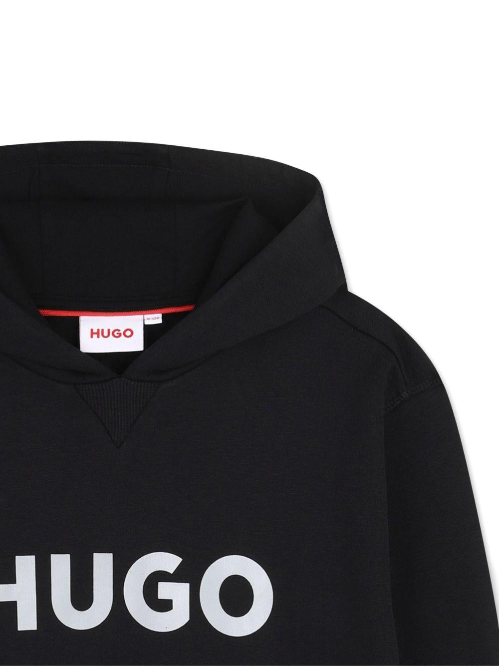 Felpa per bambino Hugo Kids nera con logo sul davanti G01007 09B Hugo 