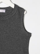 Top per bambina Brunello Cucinelli Kids grigio a girocollo B0R41T852 C080 BRUNELLO CUCINELLI KIDS 
