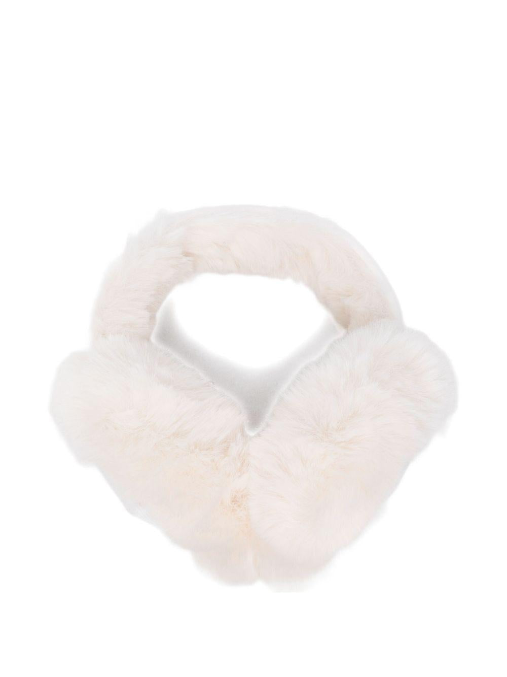 Paraorecchie per bambina MC2 Saint Barth Kids bianco con esterno in shearling EARM005 00228I MC2 ST. BARTH KIDS 