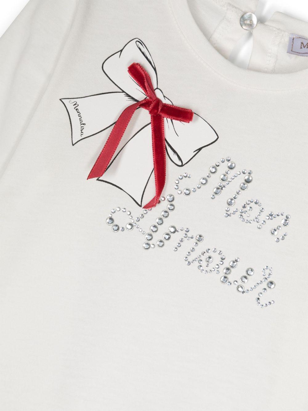 T-shirt con logo per neonata Monnalisa bianca con maniche lunghe 39D620 4003 0001 MONNALISA 