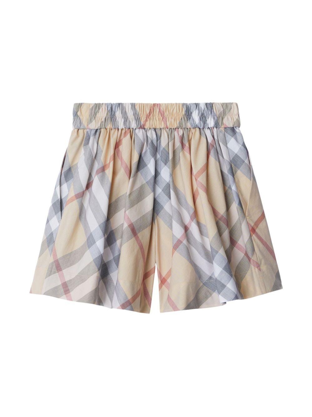 Shorts a quadri per bambina per bambina Burberry Kids beige con vita elasticizzata 8088721 A2205 BURBERRY KIDS 
