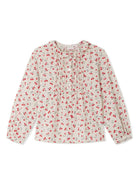 Blusa per bambina Bonpoint Gentile beige con stampa ciliegie W04GBLW00015 627 BONPOINT 
