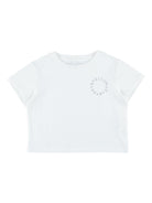 Maglietta per bambina Stella McCartney Kids bianca con logo circolare sul davanti TY8D22 Z0434 100 STELLA McCARTNEY KIDS 