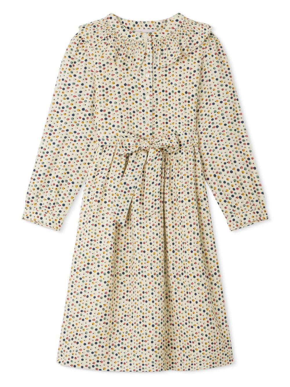 Abito a maniche lunghe per bambina Bonpoint bianco con orli con abbottonatura W04GDRW00021 733A BONPOINT 