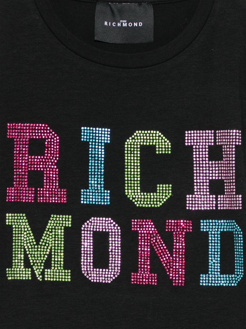T-shirt per bambina John Richmond Junior nero con logo e orlo dritto RGP25205TS BLACK JOHN RICHMOND JUNIOR 