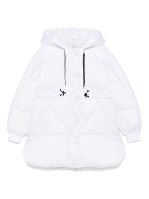 MSGM Kids white quilted down jacket for girls with quilted high collar
