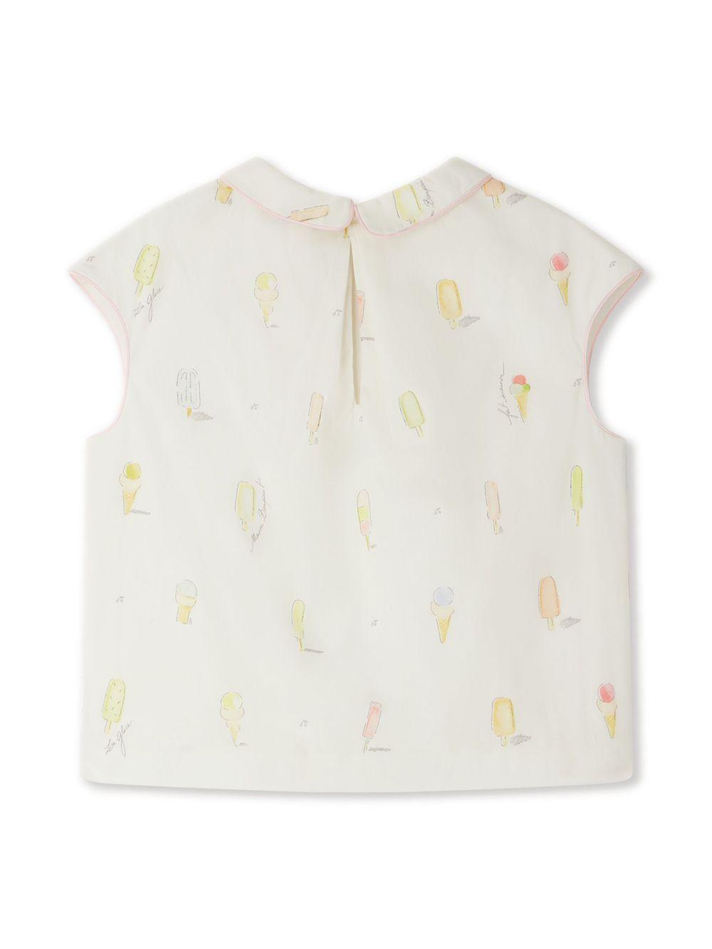 Blusa per bambina Bonpoint Elivia bianco con stampa grafica S05GBLW00035 604 BONPOINT 