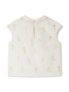 Blusa per bambina Bonpoint Elivia bianco con stampa grafica S05GBLW00035 604 BONPOINT 