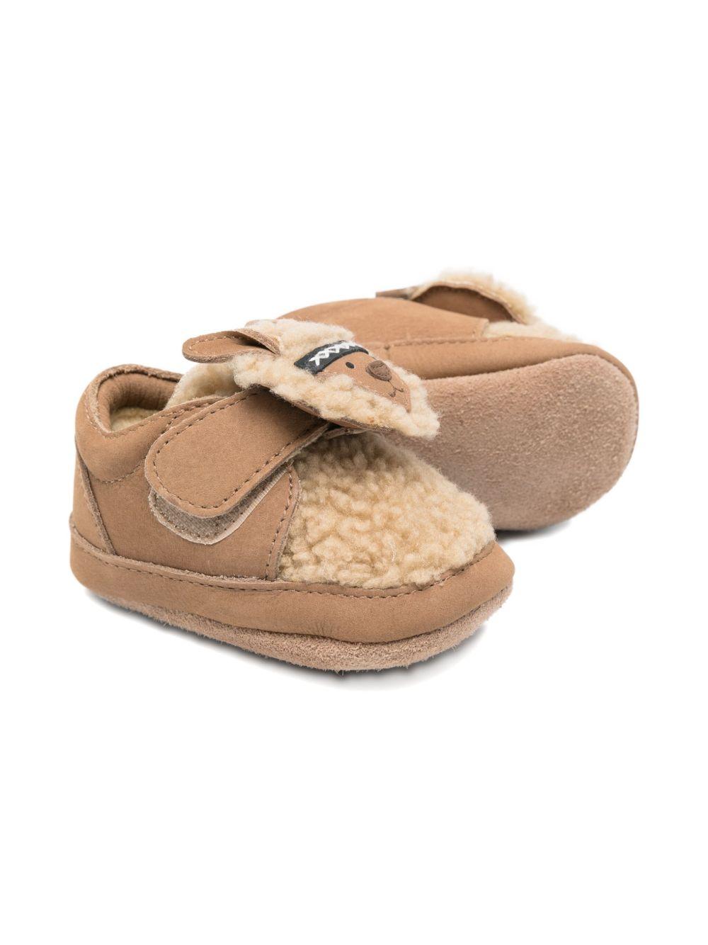 Scarpe da culla per neonati Donsje beige con applicazioni in pelle di pecora 1042101 NL127 DONSJE 