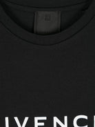 T shirt per bambina nera a maniche lunghe con logo Givenchy centrale bianco e stemma 4G posteriore H30430 09B GIVENCHY KIDS 