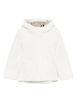 Giubbino per bambina K-Way Kids bianco con applicazione logo sul davanti