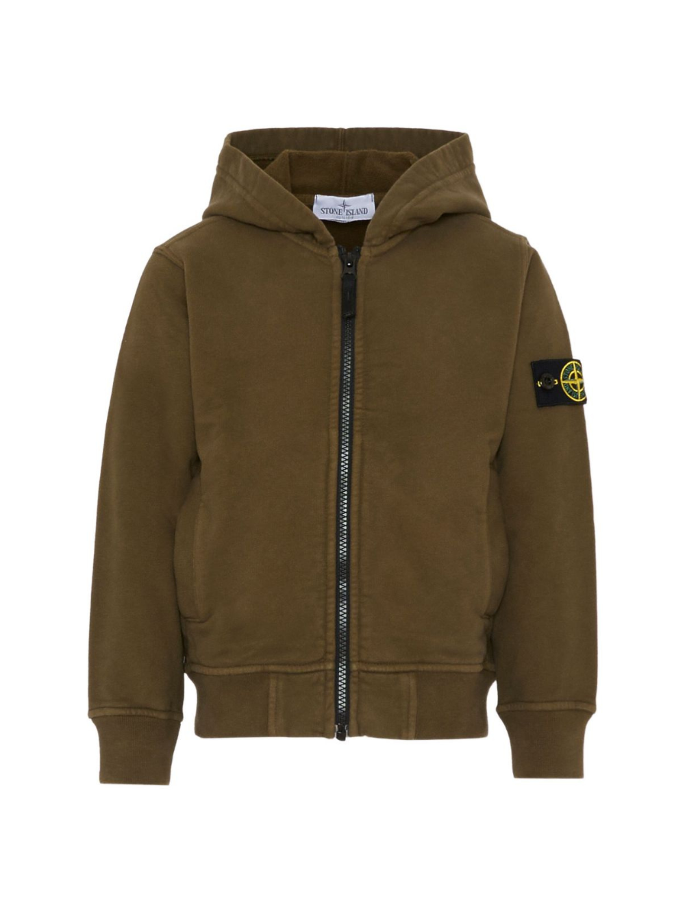 Felpa per bambino Stone Island Junior marrone con patch logo K2S166100003S0A20 V0054 STONE ISLAND JUNIOR 