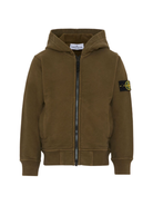 Felpa per bambino Stone Island Junior marrone con patch logo K2S166100003S0A20 V0054 STONE ISLAND JUNIOR 