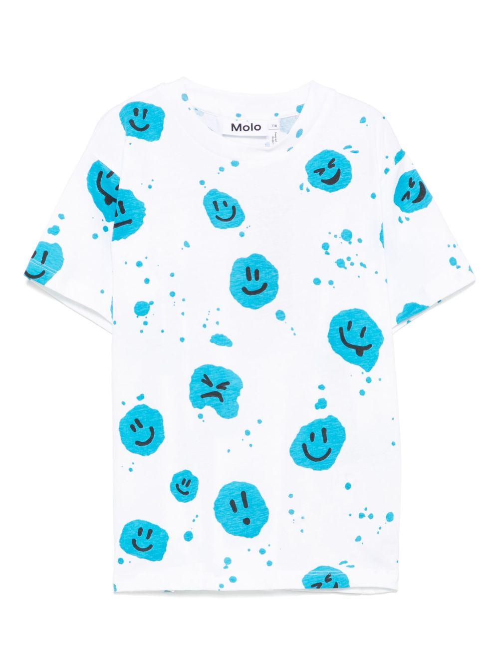 T-shirt per bambino Molo bianco Riley con stampa smiley e targhetta con logo 6S25A209 9321 MOLO 