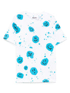 T-shirt per bambino Molo bianco Riley con stampa smiley e targhetta con logo 6S25A209 9321 MOLO 