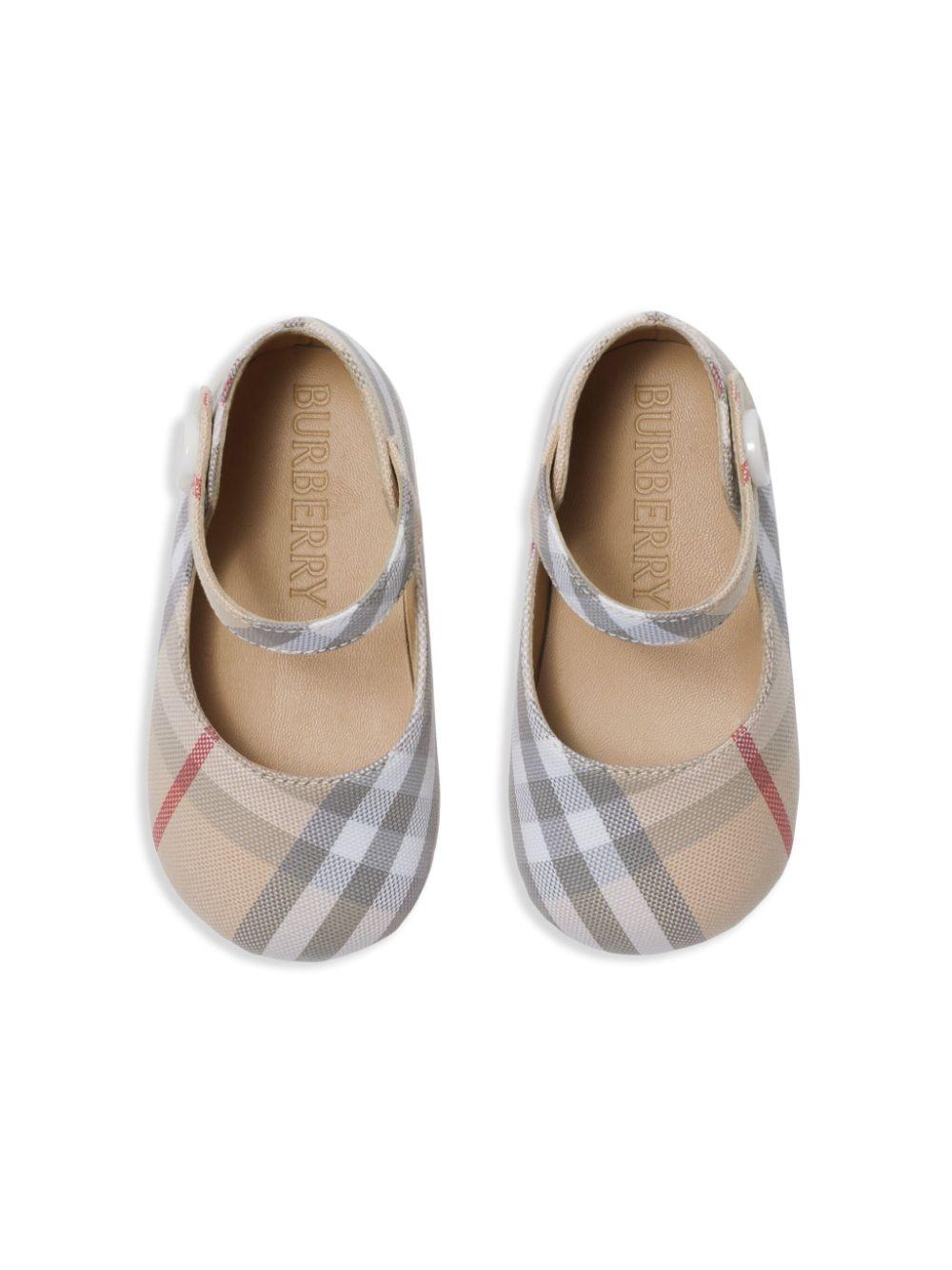 Ballerine primi passi per neonata Burberry Kids Mary Jane beige con motivo a quadri 8090482 A2205 BURBERRY KIDS 