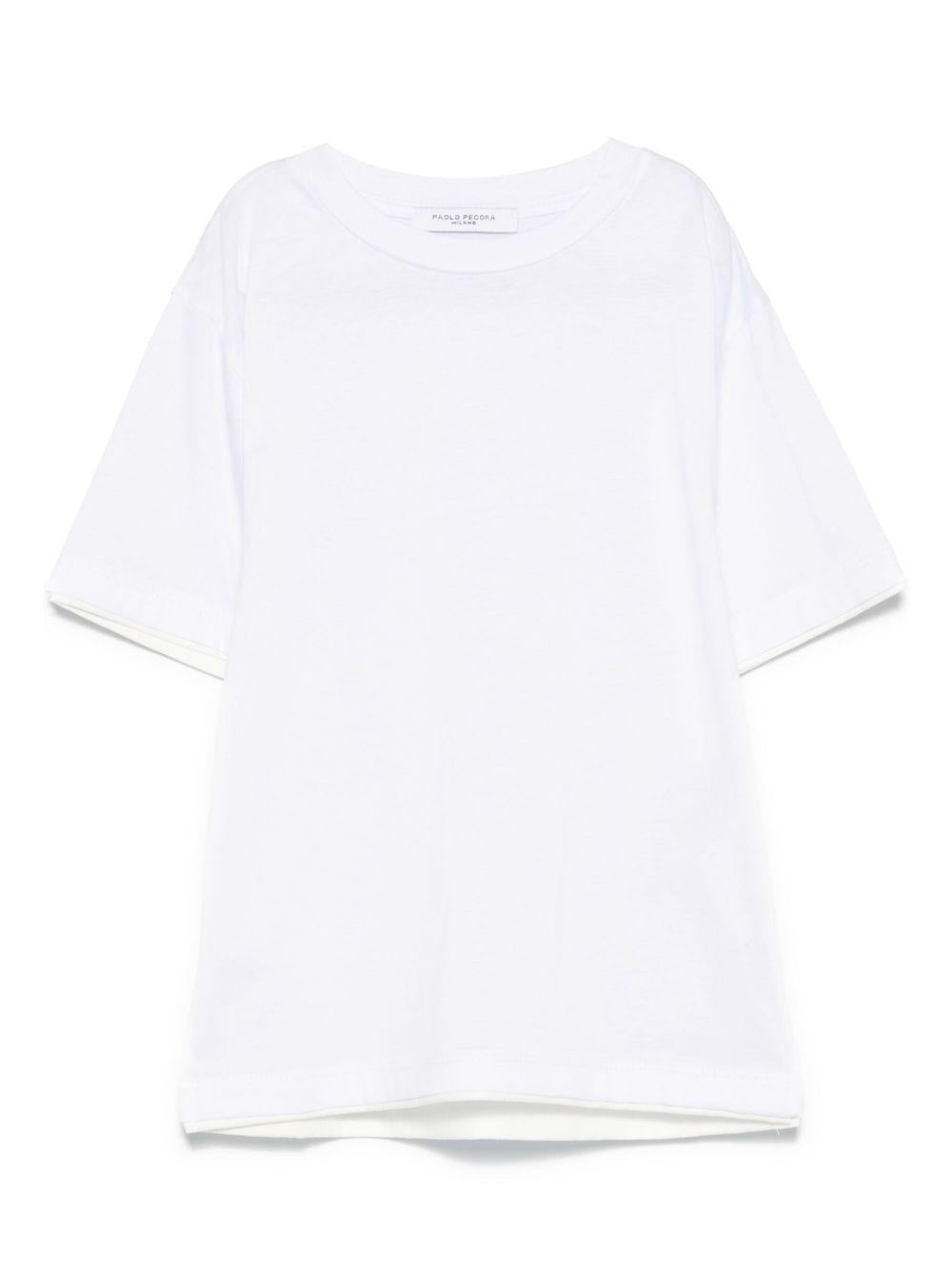 T-shirt per bambino Paolo Pecora Kids bianco con design a strati PP3912 B-GE PAOLO PECORA KIDS 