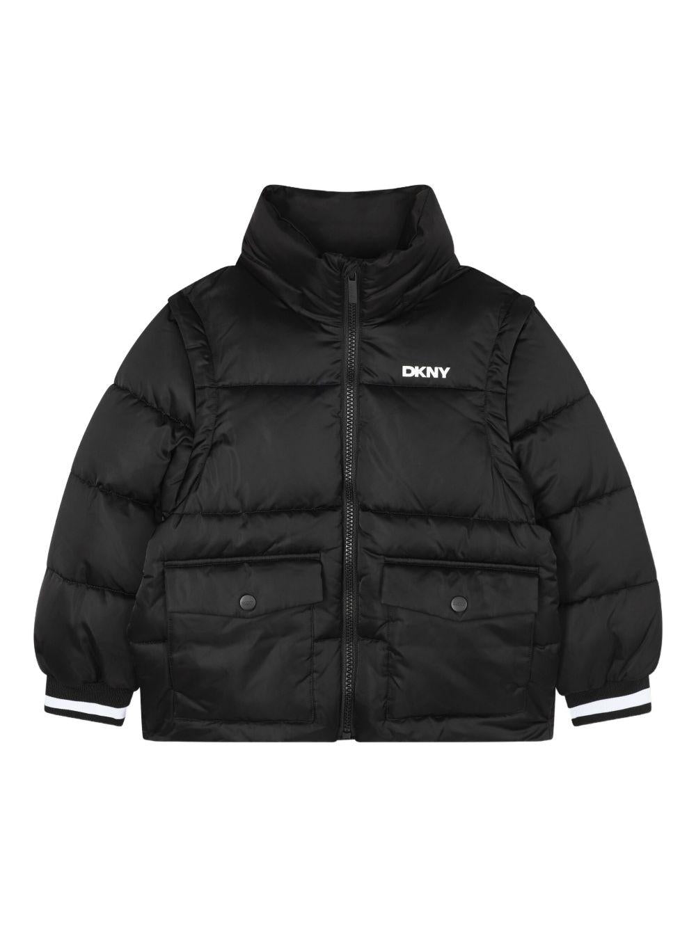 Giubbino per bambino DKNY Kids nero con maniche rimovibili D62445 09B DKNY 