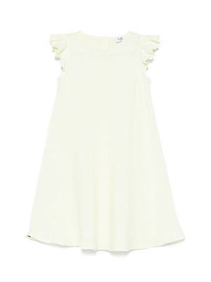 The Owl yellow linen dress for girls with ruffles