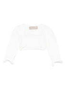 Cardigan per neonata La Stupenderia bianco con maniche a balze 1WCSP62 800 LA STUPENDERIA 