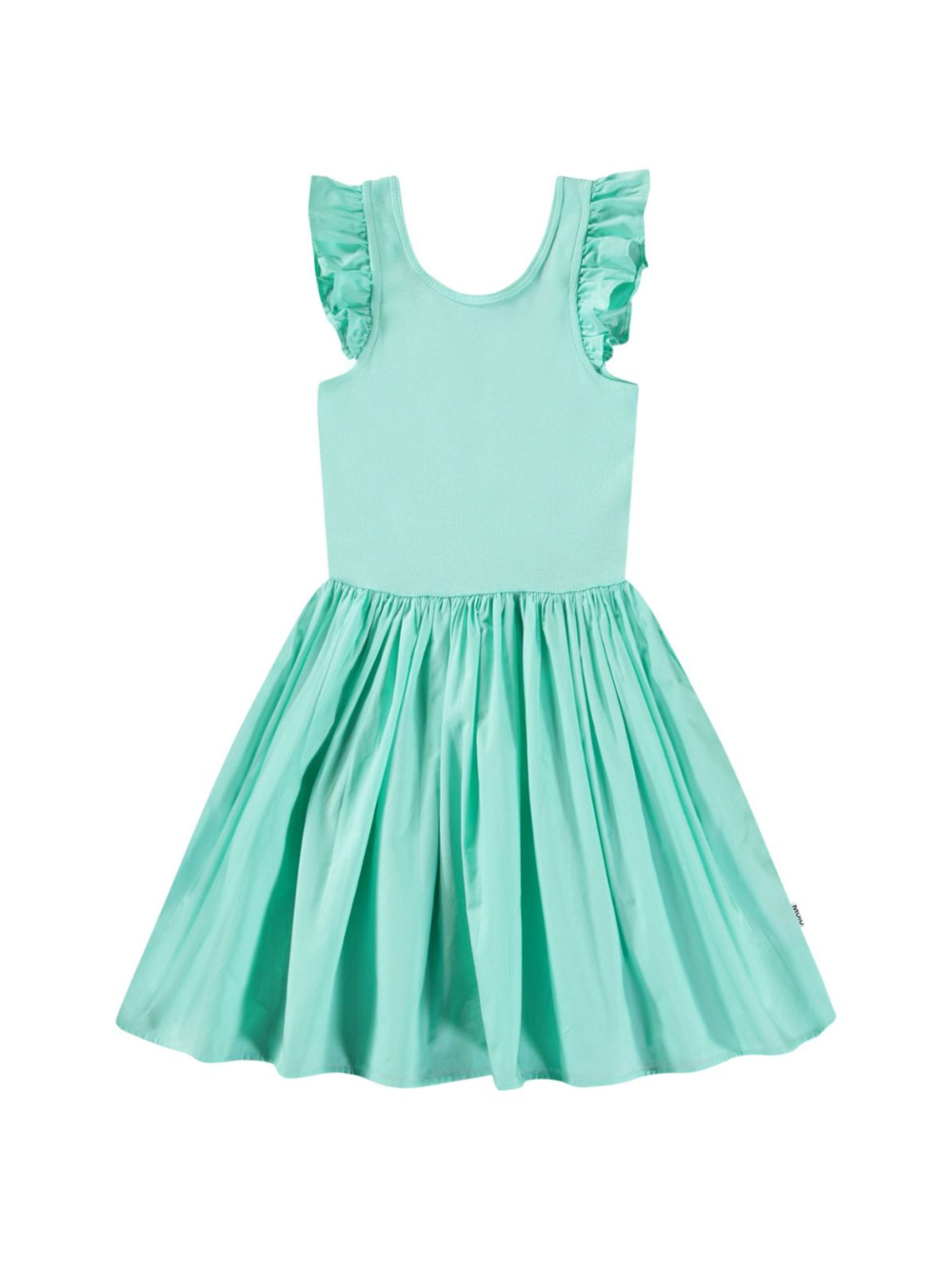 Abito per bambina Molo verde acquamarina in jersey con dettagli con ruches 2S25E108 5472 MOLO 