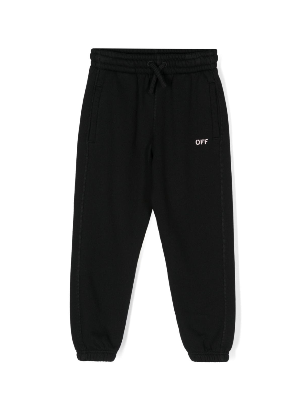 Pantaloni sportivi con stampa per bambina Off-White Kids nero con stampa con logo davanti OGCH001F24FLE001 103C OFF WHITE KIDS 