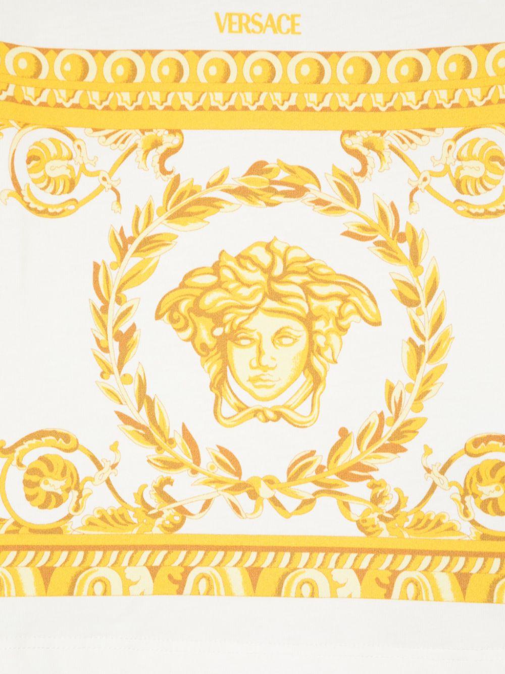 T-shirt per neonato Versace Kids Garland Medusa bianco con stampa 10185701A13183 2W110 VERSACE KIDS 