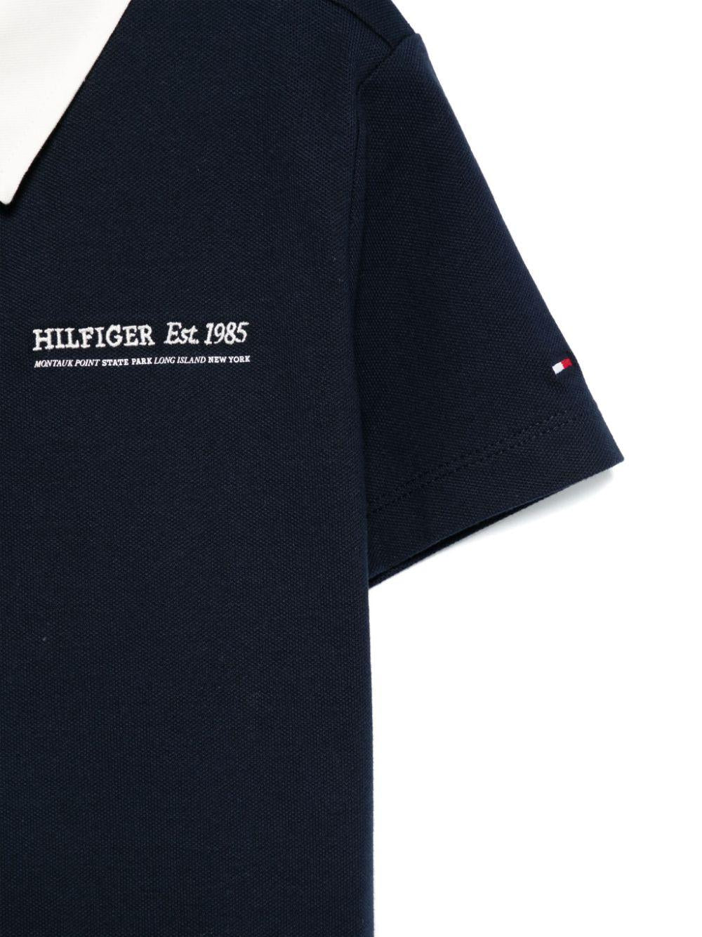 Polo con ricamo per bambino Tommy Hilfiger Junior blu con spacchi laterali KB0KB09332 C1G TOMMY HILFIGER JUNIOR 
