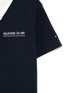 Polo con ricamo per bambino Tommy Hilfiger Junior blu con spacchi laterali KB0KB09332 C1G TOMMY HILFIGER JUNIOR 