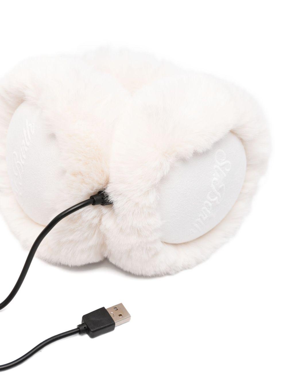 Paraorecchie per bambina MC2 Saint Barth Kids bianco con esterno in shearling EARM005 00228I MC2 ST. BARTH KIDS 