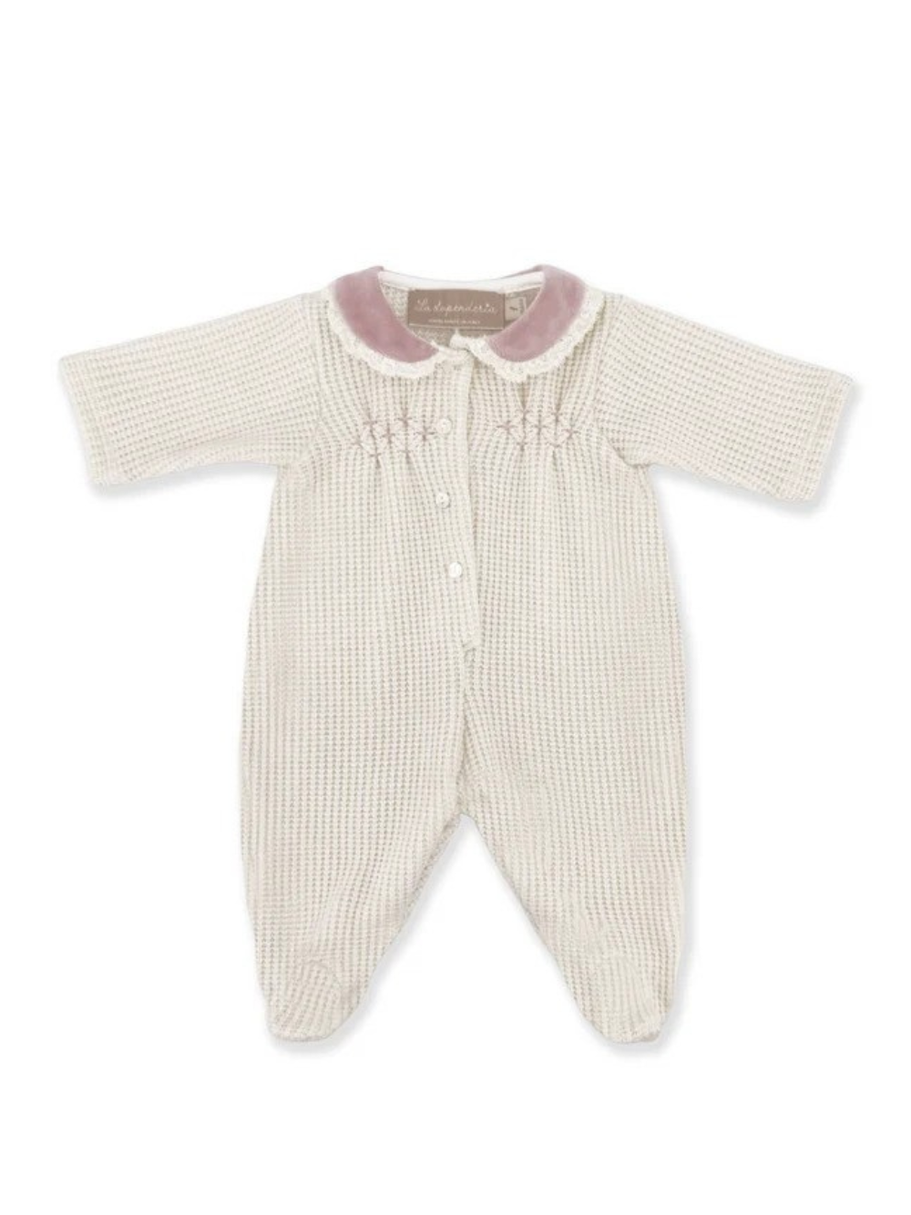 Tutina per neonata La Stupenderia bianca con dettaglio colletto rosa 1TBTT10 M20L23 LA STUPENDERIA 