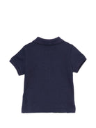 T-shirt per neonato Moschino Kids blu con logo sul davanti MUM04JLFA09 40016 MOSCHINO KIDS 